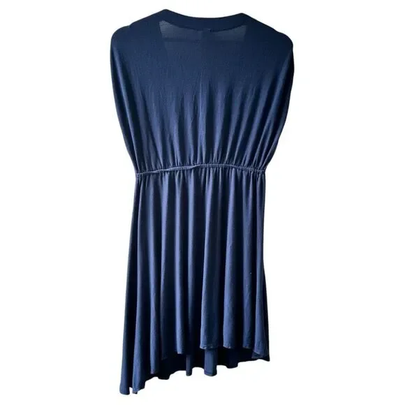 Vintage Frenzii Blue Empire Waist Dress Small Y2K 90s Plunge Neck Flirty Mini - Picture 2 of 4